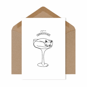 Carte postale humoristique « Joyeux Channiversaire », jeu de mots avec un chat pour souhaiter un anniversaire avec tendresse et malice.