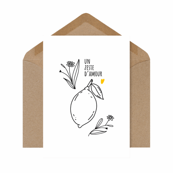Une carte pétillante et ensoleillée pour dire “je t’aime” avec légèreté 🍋 Un petit zeste de bonne humeur à offrir sans modération.