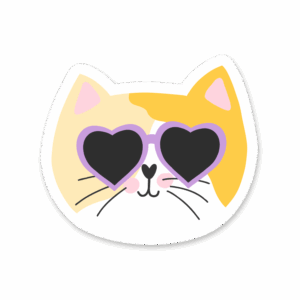 Sticker Chat lunettes cœur