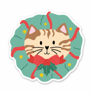 Sticker Chat couronne de Noël