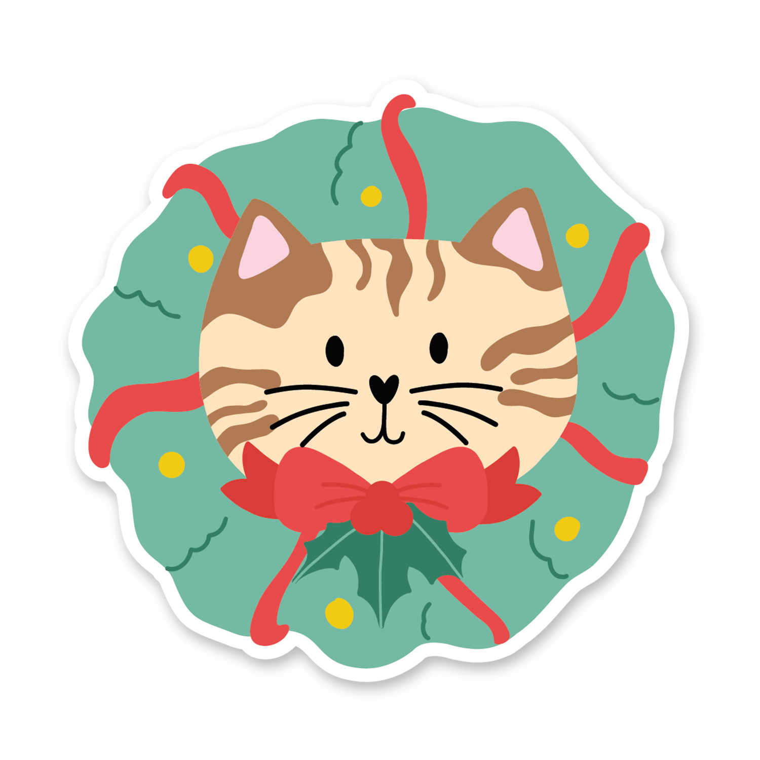 Sticker Chat couronne de Noël