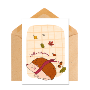 Carte Hello Automne – Le petit hérisson 🍂🦔