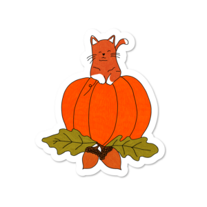 Sticker Le chat et sa citrouille