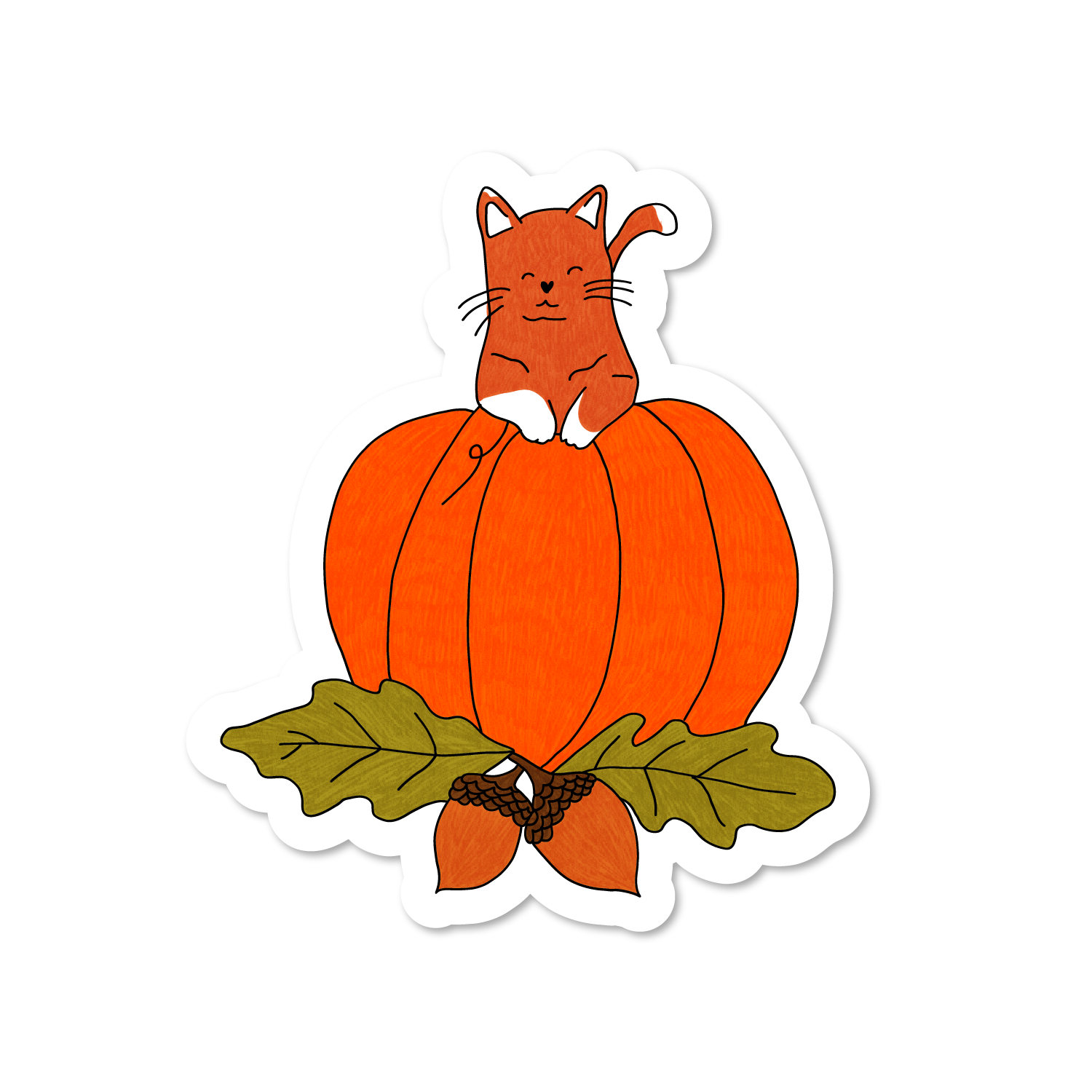 Sticker Le chat et sa citrouille